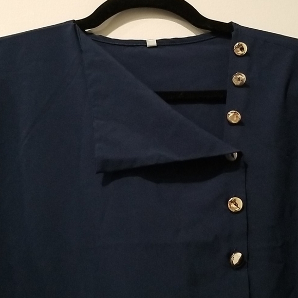 Ladies M - Navy Long Sleeve Button Down Blouse Top - Picture 2 of 5